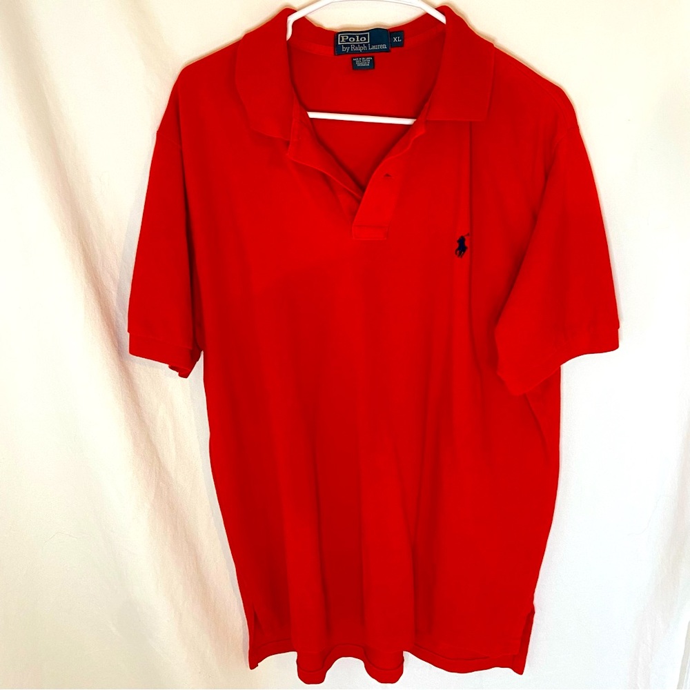 Polo by Ralph red pique collared shirt size XL